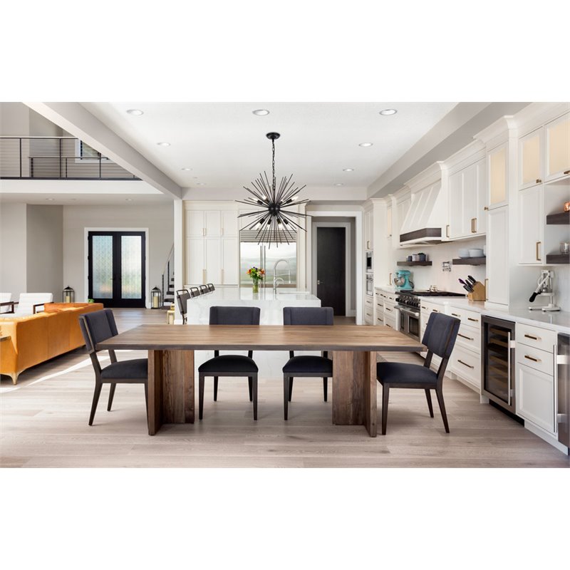 Living District Timber 8-Light Contemporary Metal Pendant in Black Finish
