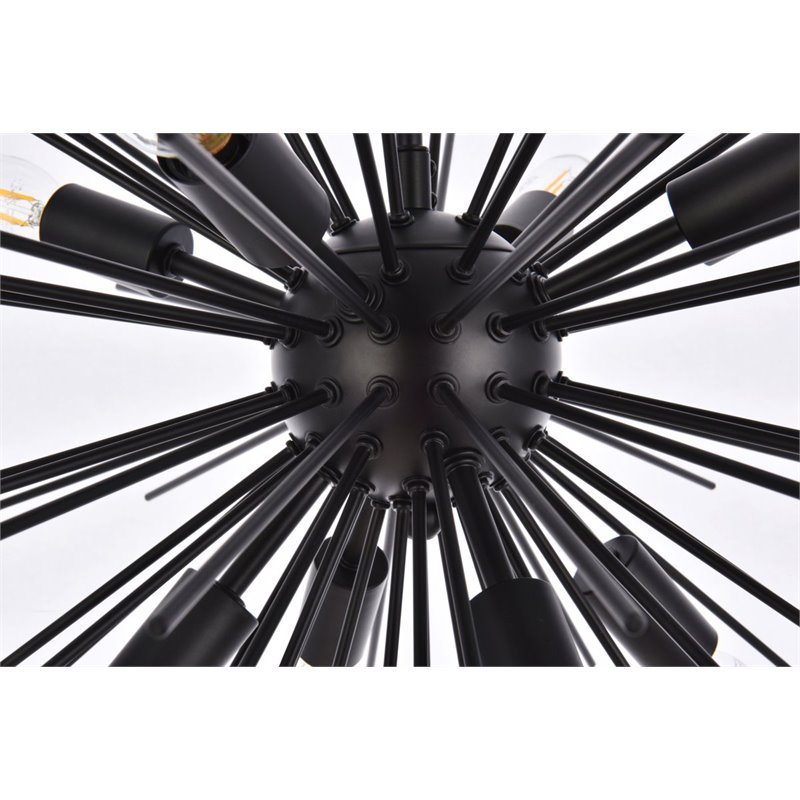 Living District Timber 8-Light Contemporary Metal Pendant in Black Finish