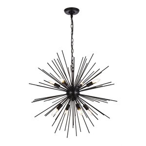 Living District Timber 8-Light Contemporary Metal Pendant in Black Finish