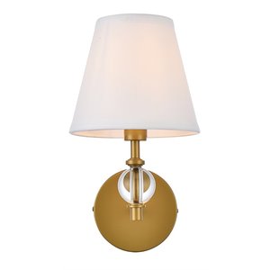 Living District Bethany 1-Light Metal Bath Sconce in Brass and White
