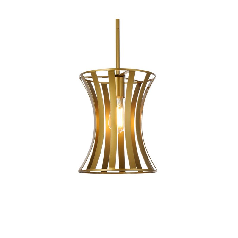 Living District Lily 1-Light Mid-Century Metal Pendant in Brass Finish
