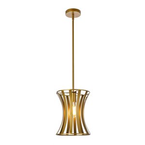 living district lily 1-light mid-century metal pendant in brass finish
