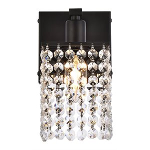 living district phineas 1-light metal bath sconce in black and clear