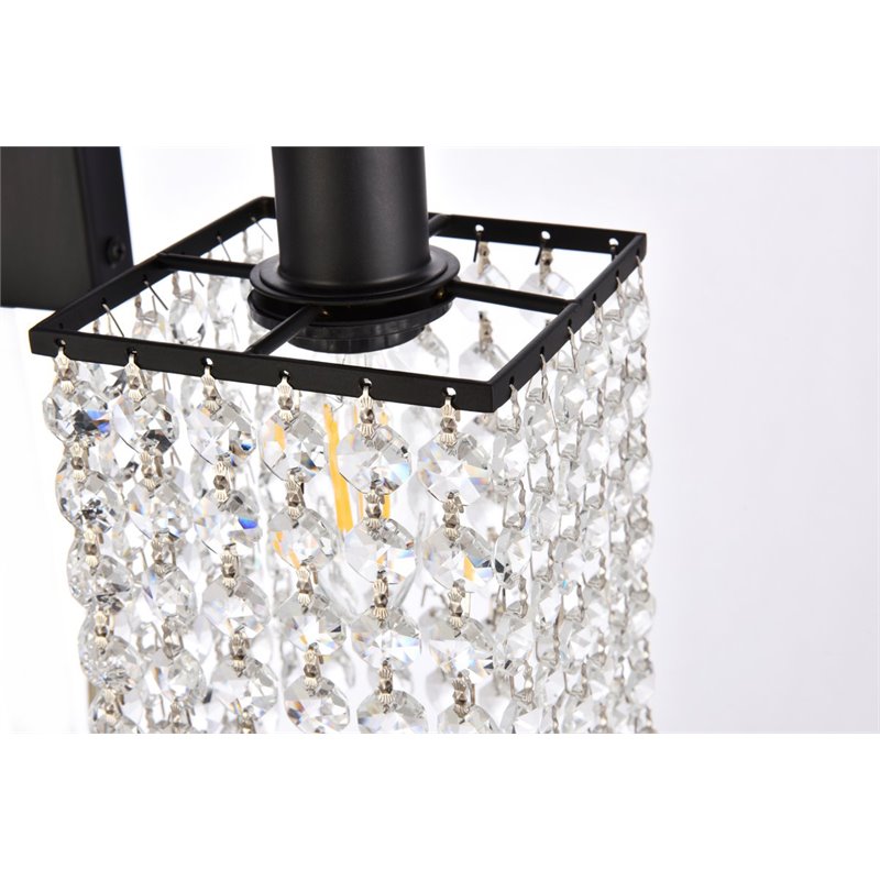living district phineas 2-light metal bath sconce in black and clear