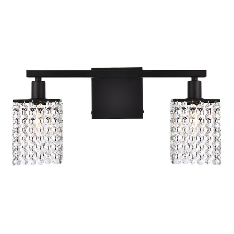 Living District Phineas 2-Light Metal Bath Sconce in Black and Clear