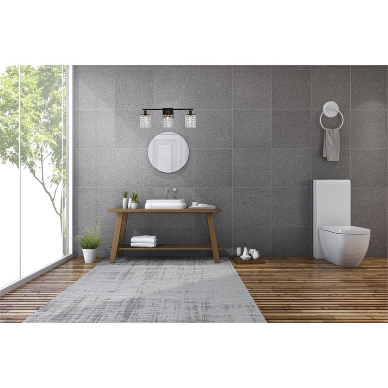 Living District Phineas 3-Light Metal Bath Sconce in Black and Clear