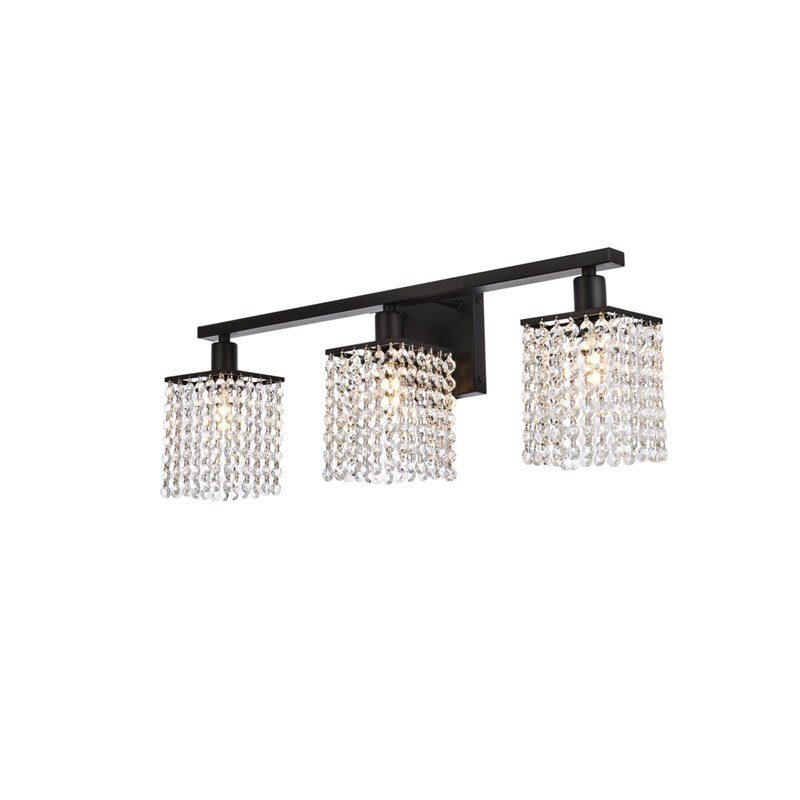 Living District Phineas 3-Light Metal Bath Sconce in Black and Clear