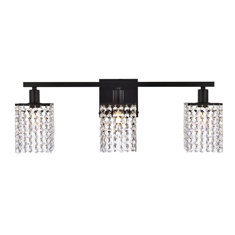 Living District Phineas 3-Light Metal Bath Sconce in Black and Clear