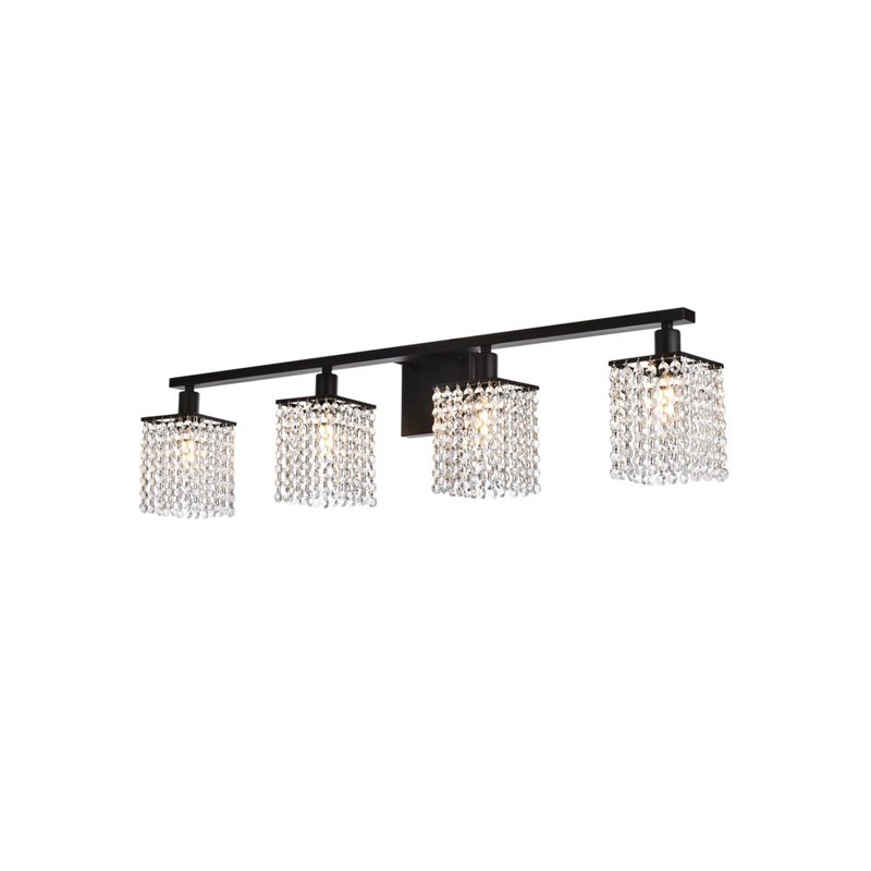 Living District Phineas 4-Light Metal Bath Sconce in Black and Clear