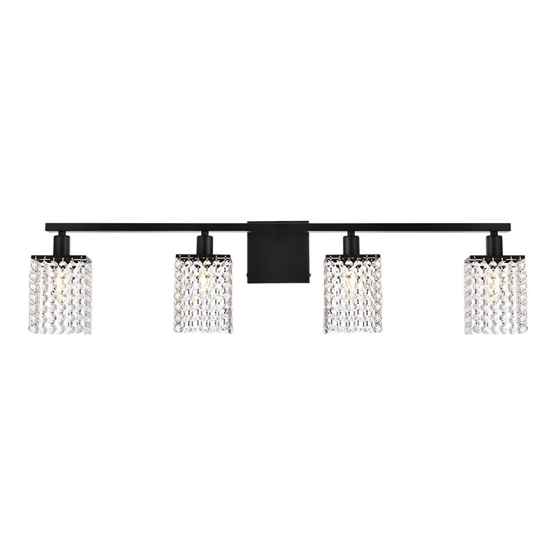 Living District Phineas 4-Light Metal Bath Sconce in Black and Clear