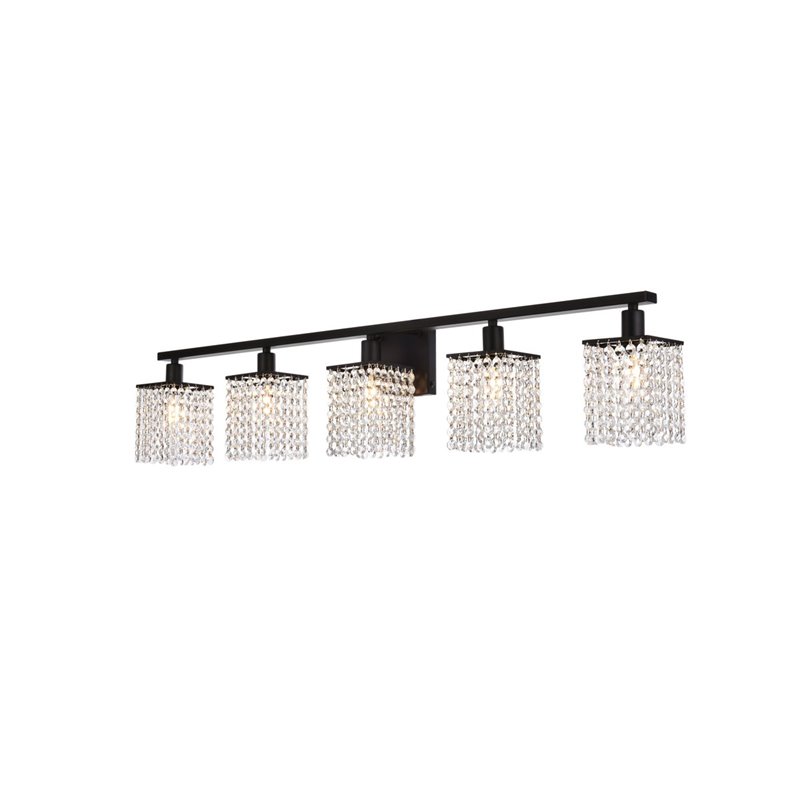 Living District Phineas 5-Light Metal Bath Sconce in Black and Clear