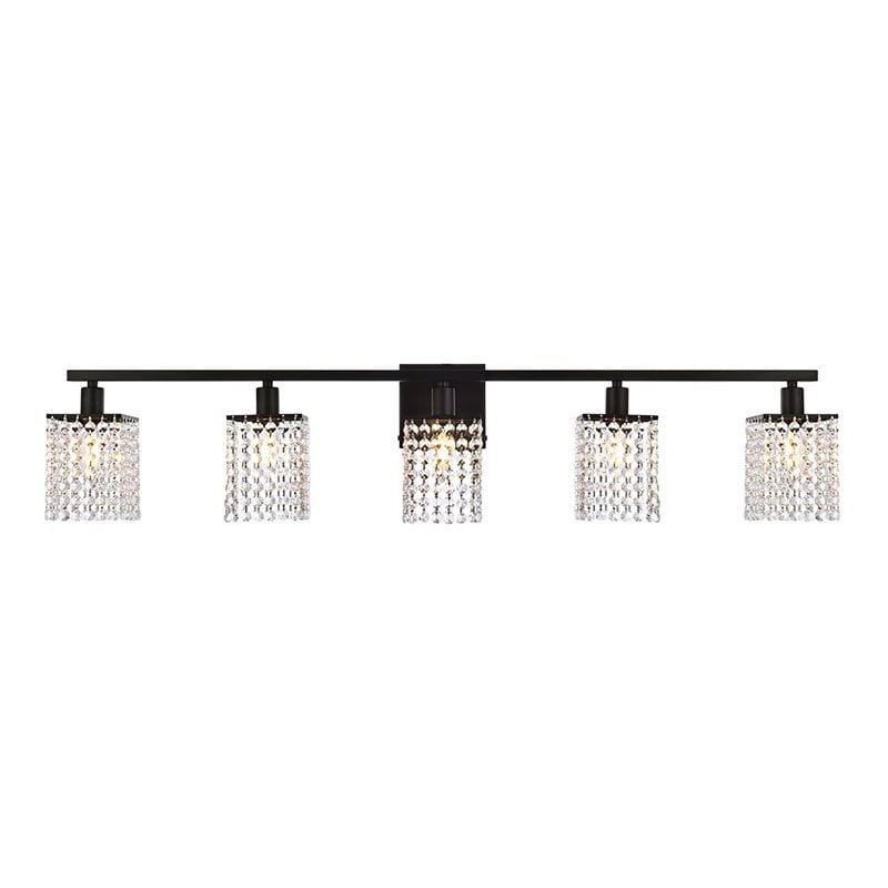 Living District Phineas 5-Light Metal Bath Sconce in Black and Clear