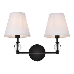 Living District Bethany 2-Light Metal Bath Sconce in Black and White