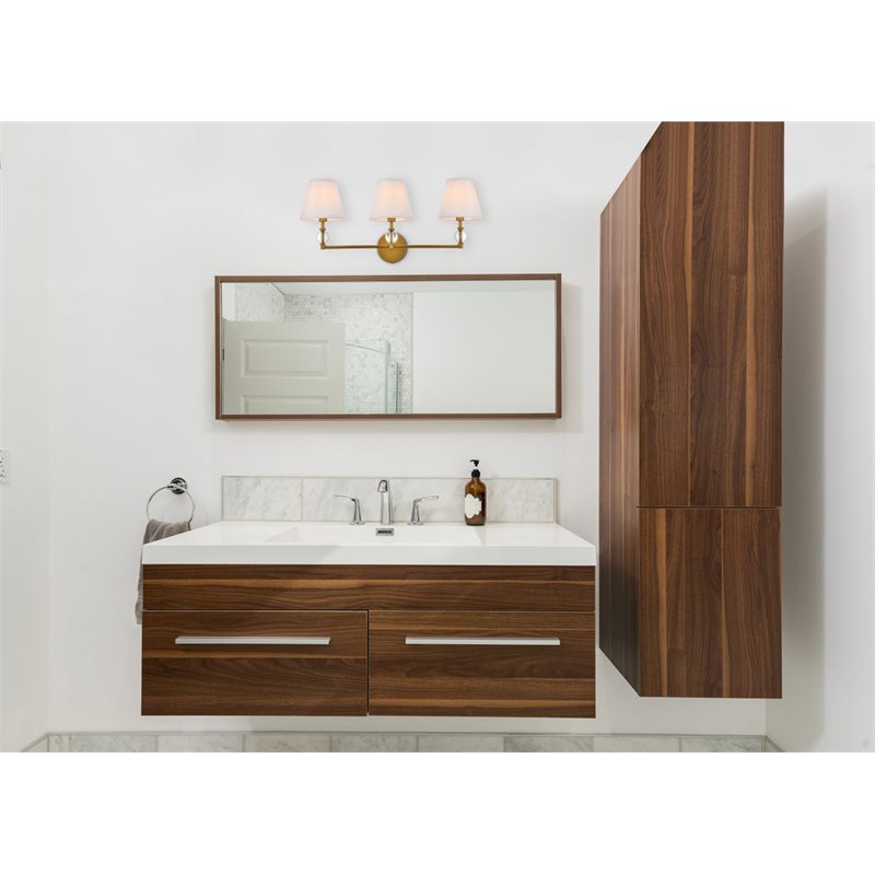 Living District Bethany 3-Light Metal Bath Sconce in Brass and White