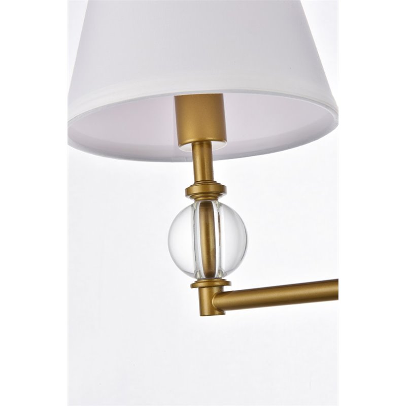 Living District Bethany 3-Light Metal Bath Sconce in Brass and White