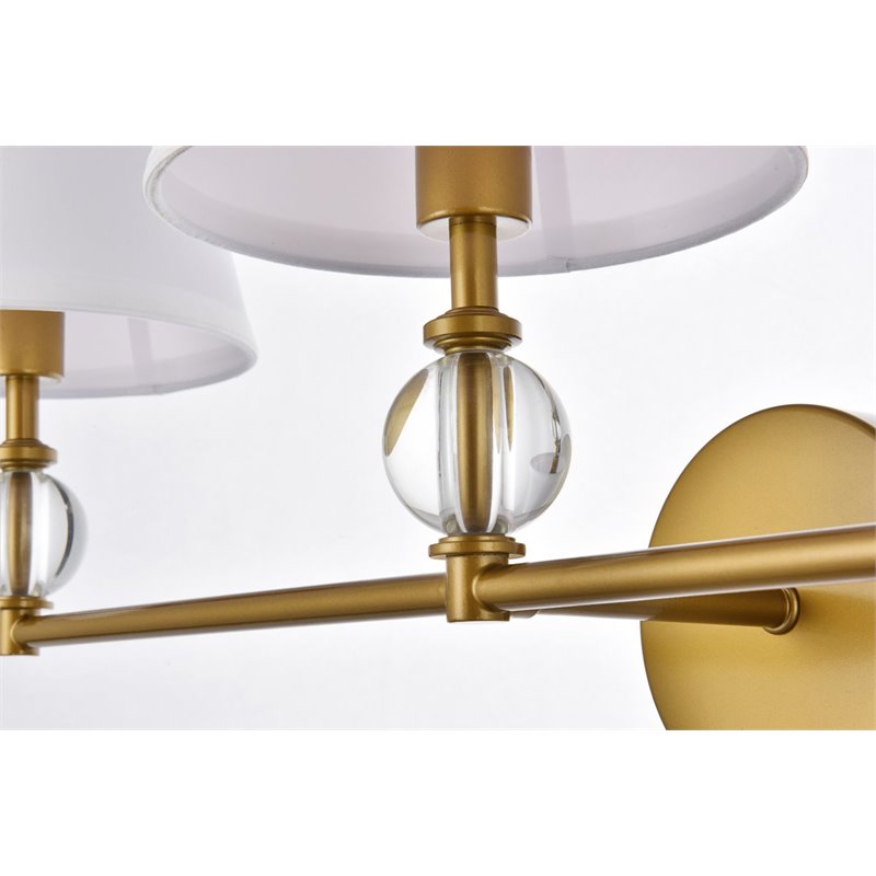 Living District Bethany 3-Light Metal Bath Sconce in Brass and White