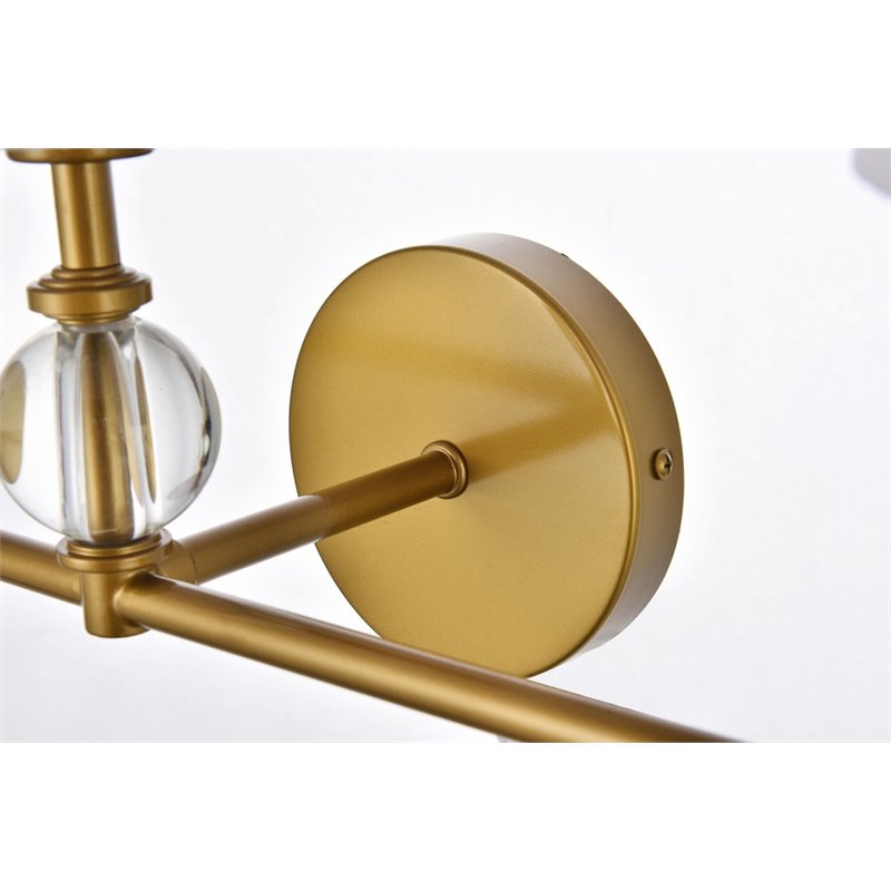 Living District Bethany 3-Light Metal Bath Sconce in Brass and White