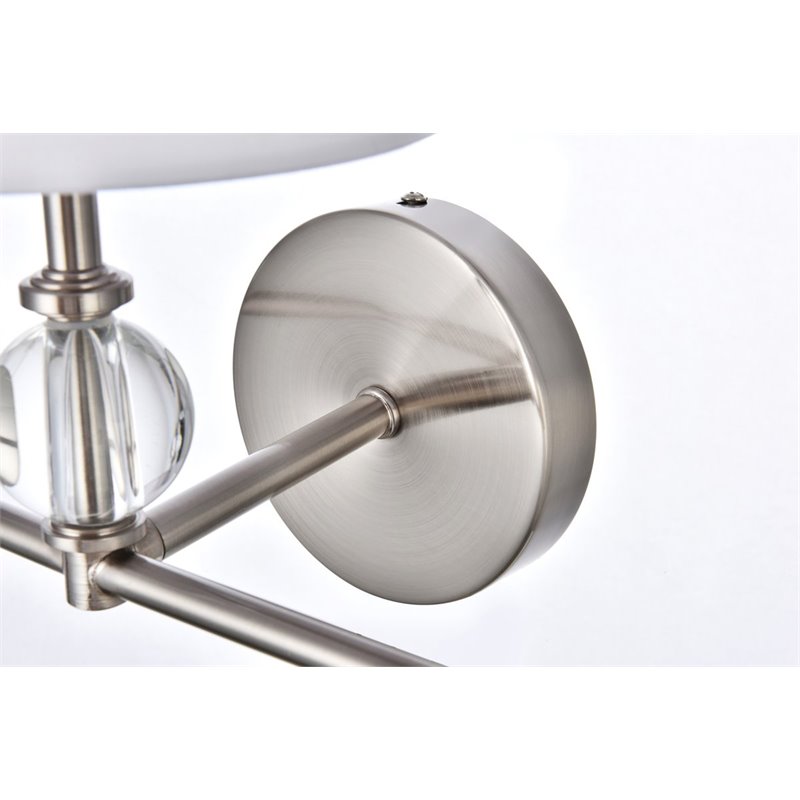 Living District Bethany 3-Light Metal Bath Sconce in Satin Nickel and White
