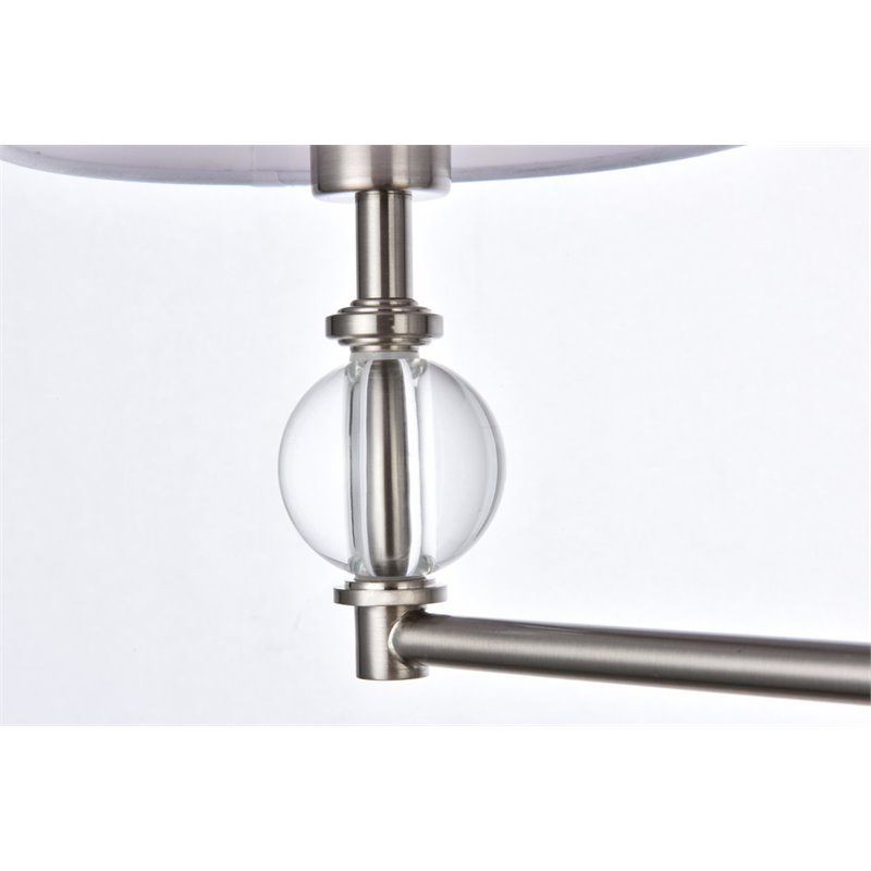 Living District Bethany 3-Light Metal Bath Sconce in Satin Nickel and White