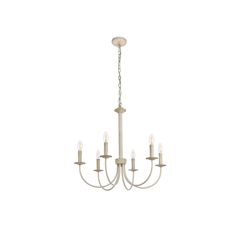 Living District Brielle 6-Light Mid-Century Metal Pendant in Weathered Dove
