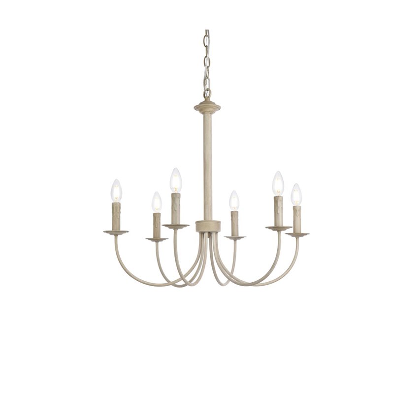 Living District Brielle 6-Light Mid-Century Metal Pendant in Weathered Dove
