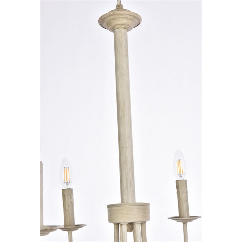Living District Brielle 6-Light Mid-Century Metal Pendant in Weathered Dove