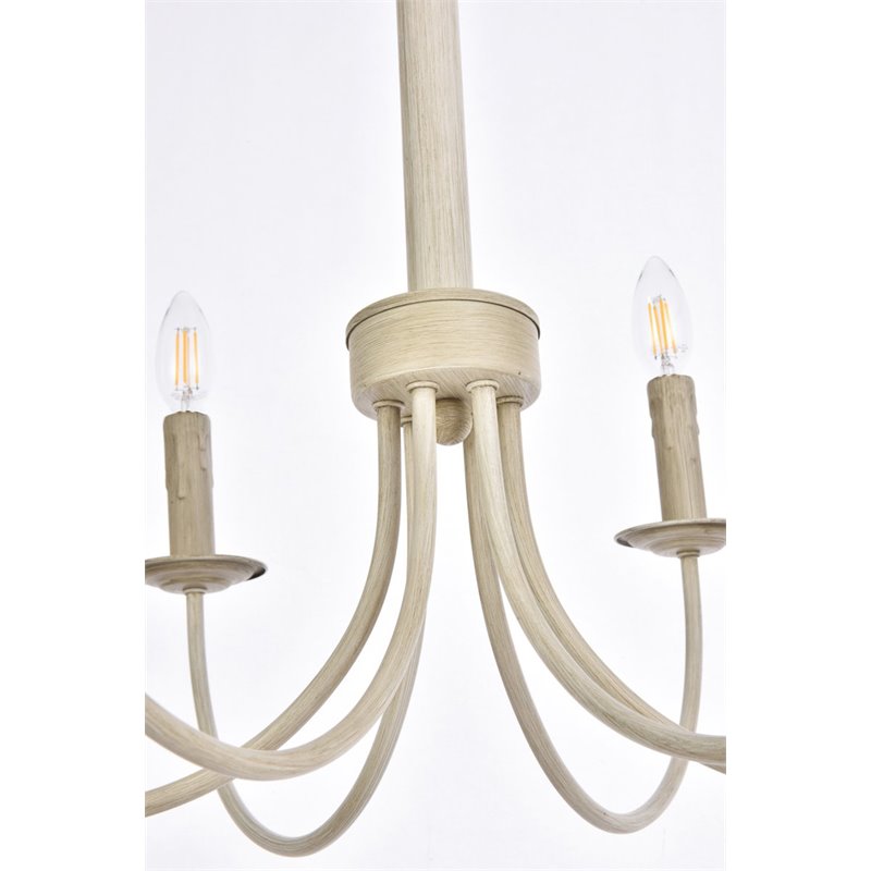 Living District Brielle 6-Light Mid-Century Metal Pendant in Weathered Dove