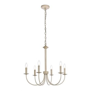 Living District Brielle 6-Light Mid-Century Metal Pendant in Weathered Dove