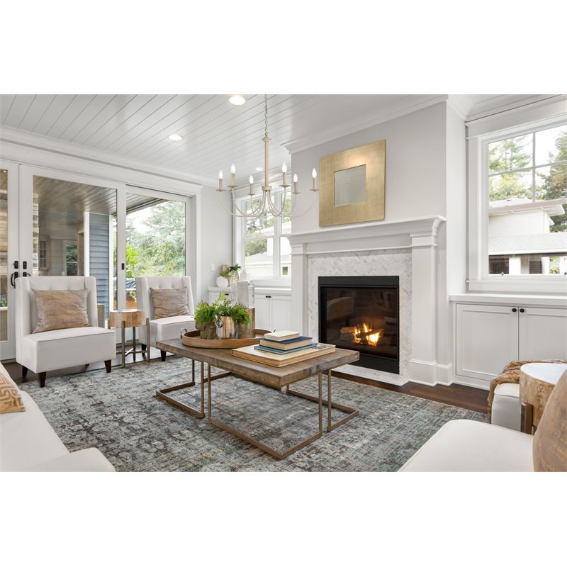 Living District Brielle 6-Light Mid-Century Metal Pendant in Weathered Dove