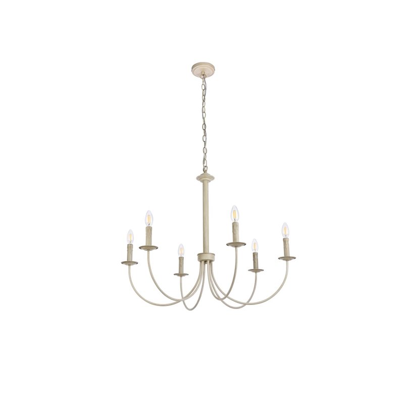 Living District Brielle 6-Light Mid-Century Metal Pendant in Weathered Dove