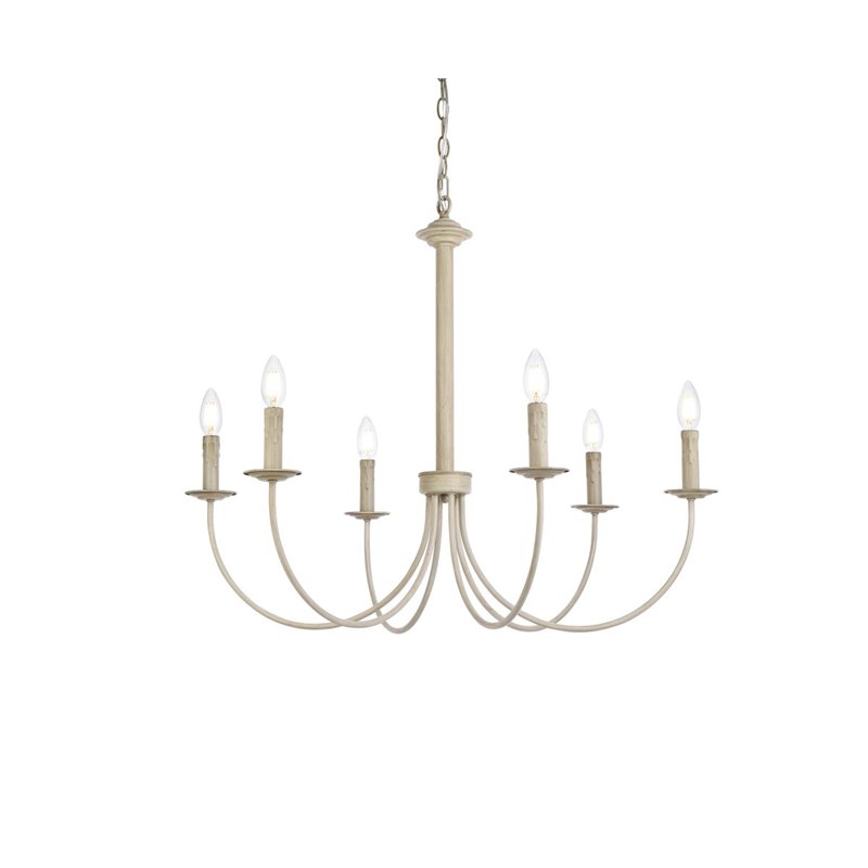 Living District Brielle 6-Light Mid-Century Metal Pendant in Weathered Dove