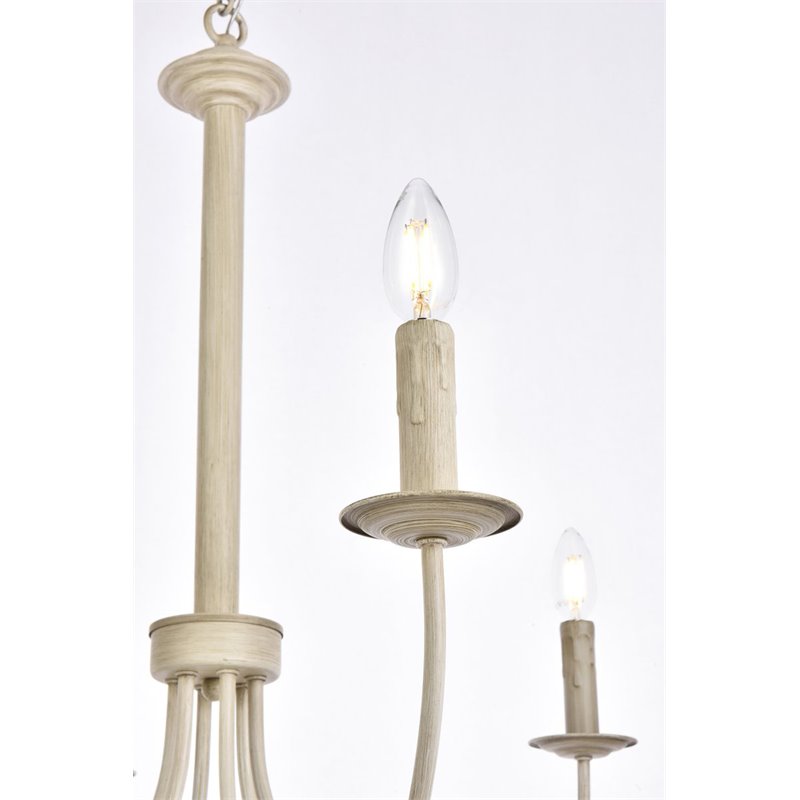 Living District Brielle 6-Light Mid-Century Metal Pendant in Weathered Dove