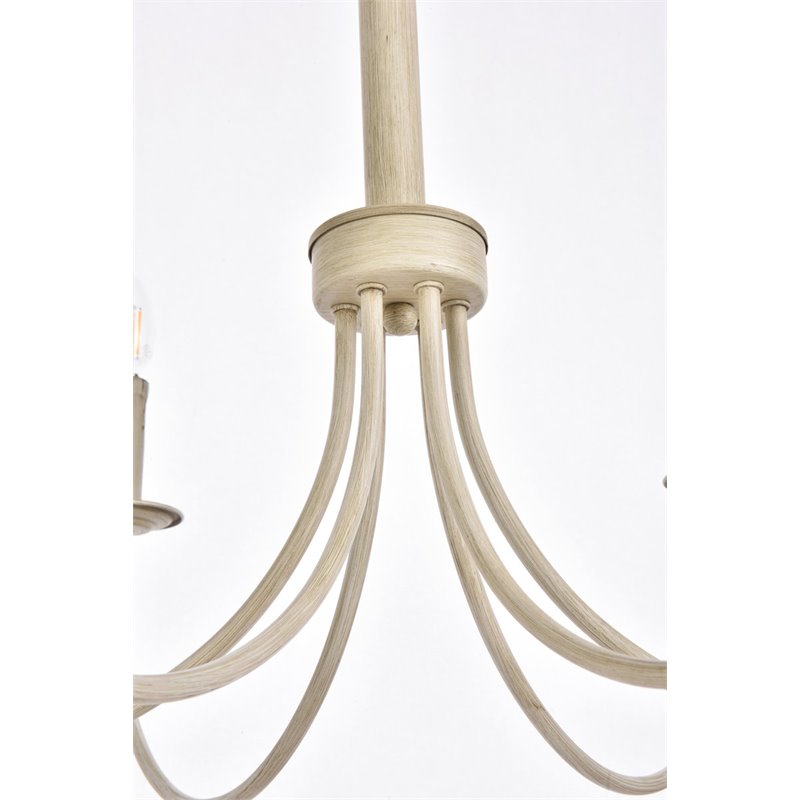 Living District Brielle 6-Light Mid-Century Metal Pendant in Weathered Dove