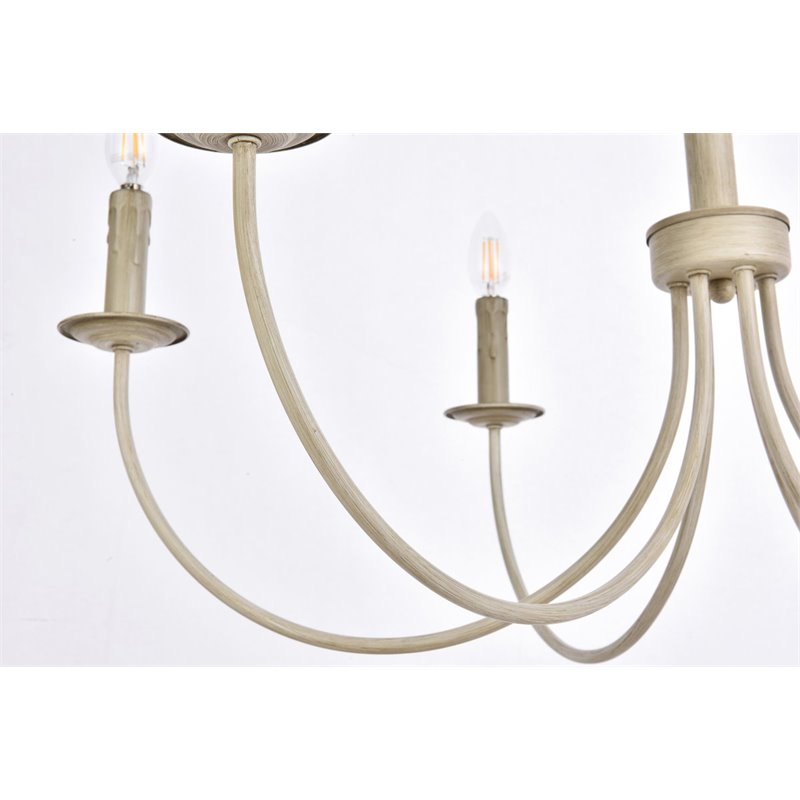 Living District Brielle 6-Light Mid-Century Metal Pendant in Weathered Dove