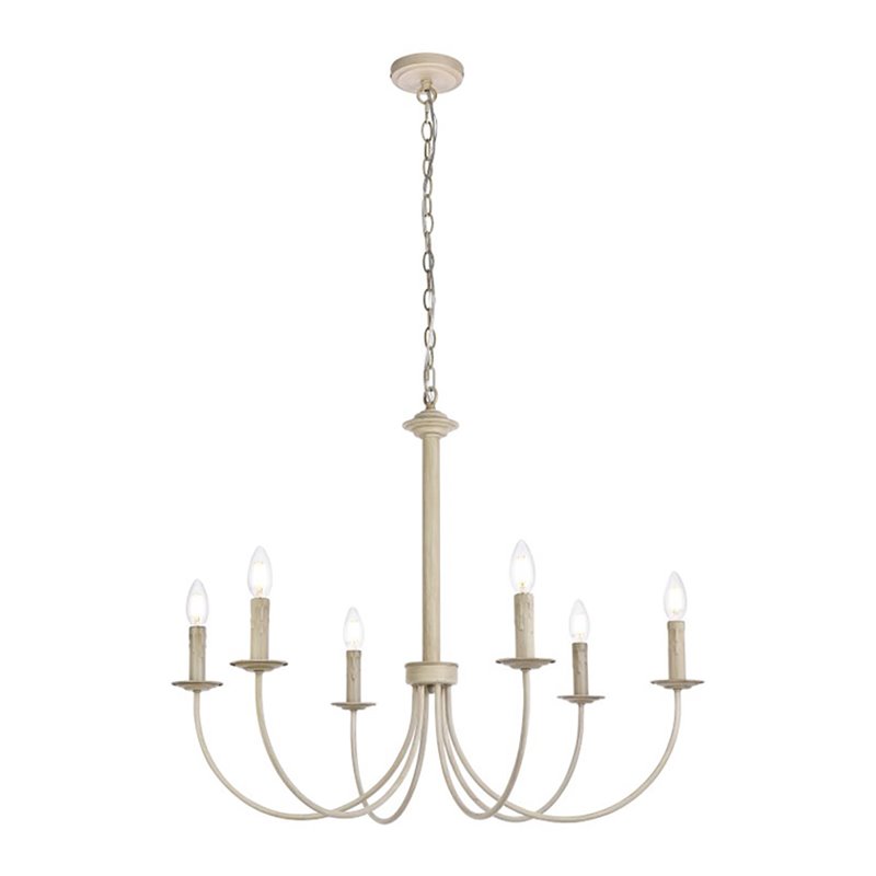 Living District Brielle 6-Light Mid-Century Metal Pendant in Weathered Dove
