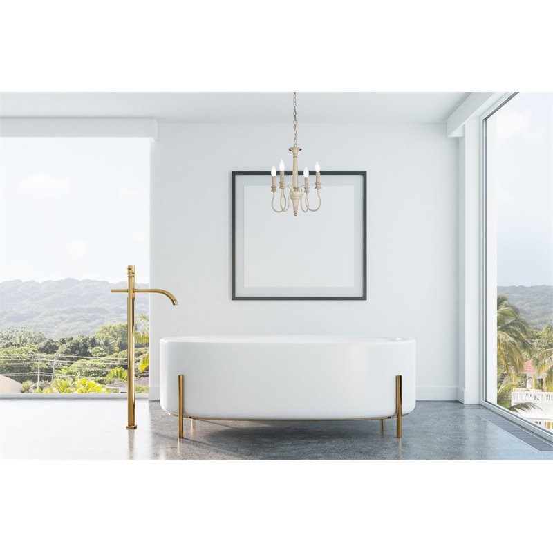 Living District Flynx 4-Light Mid-Century Metal Pendant in Weathered Dove
