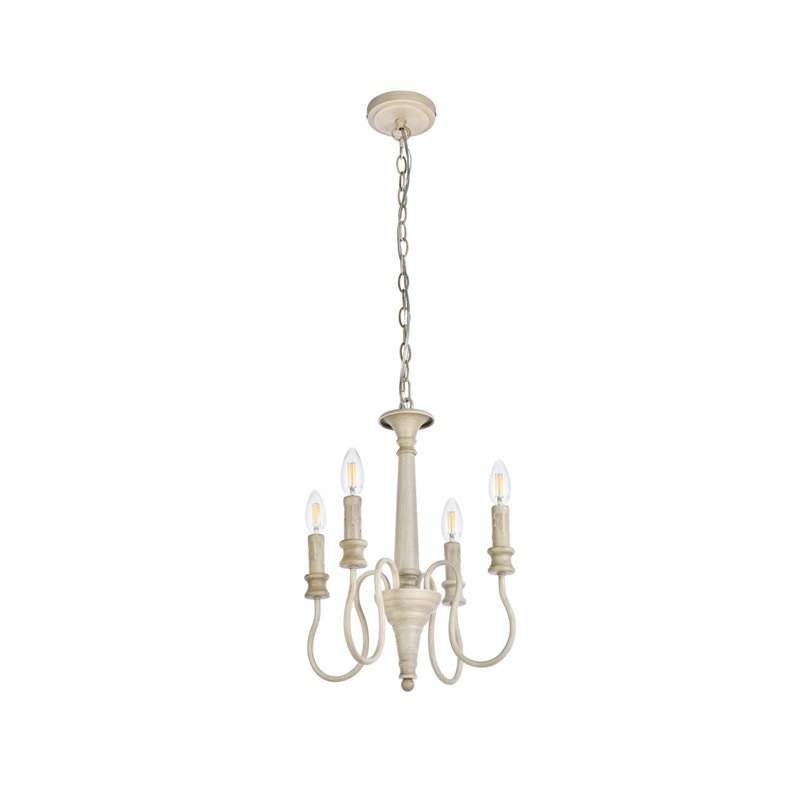 Living District Flynx 4-Light Mid-Century Metal Pendant in Weathered Dove