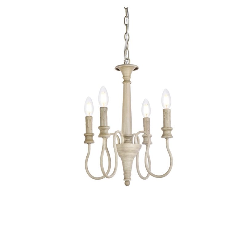 Living District Flynx 4-Light Mid-Century Metal Pendant in Weathered Dove