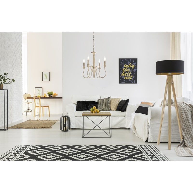Living District Flynx 4-Light Mid-Century Metal Pendant in Weathered Dove