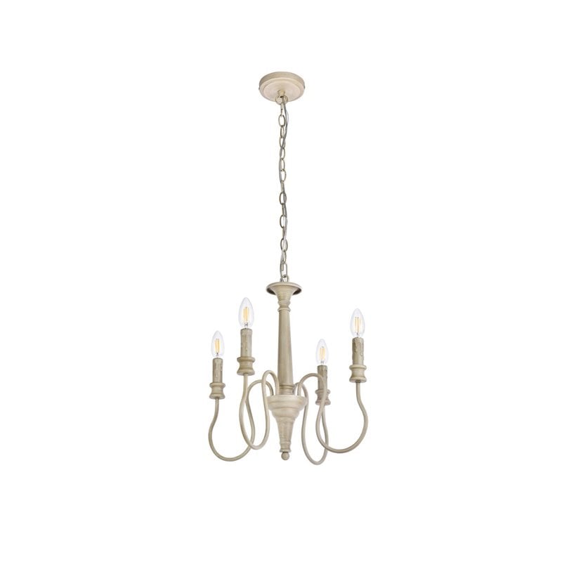 Living District Flynx 4-Light Mid-Century Metal Pendant in Weathered Dove