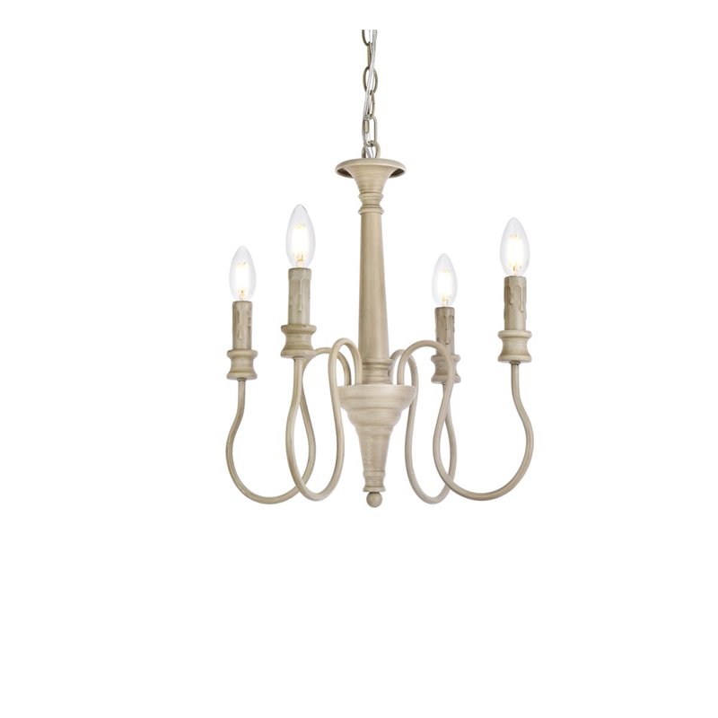 Living District Flynx 4-Light Mid-Century Metal Pendant in Weathered Dove