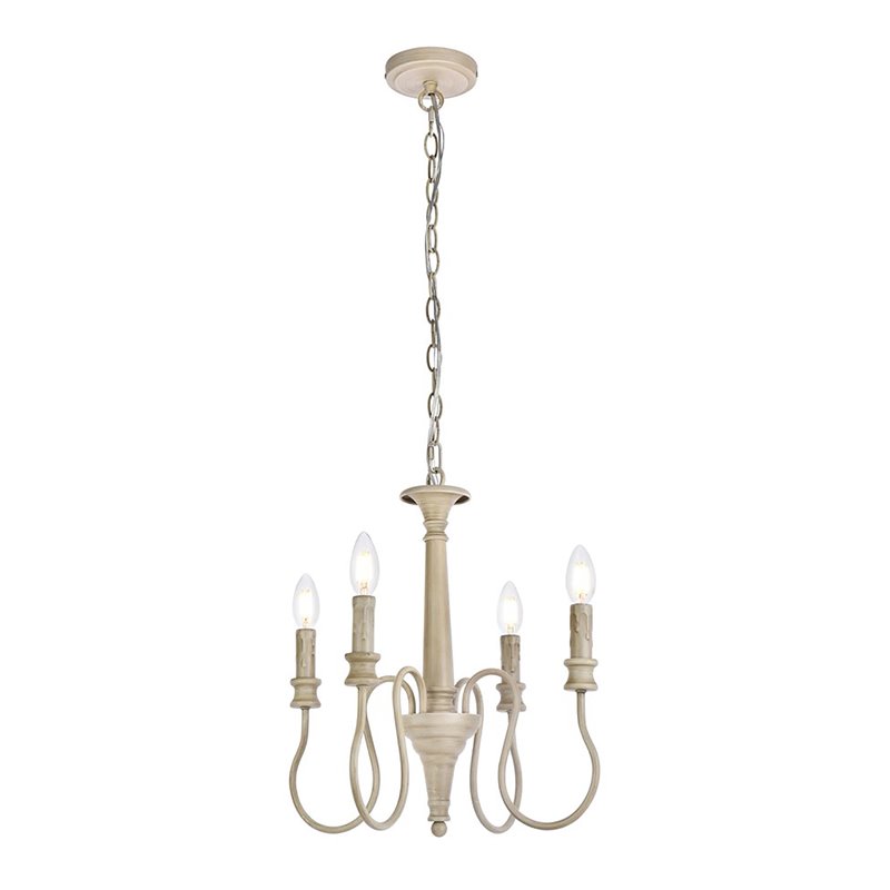 Living District Flynx 4-Light Mid-Century Metal Pendant in Weathered Dove