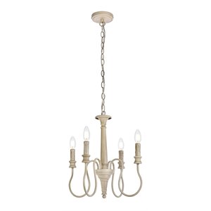 living district flynx 4-light mid-century metal pendant in weathered dove