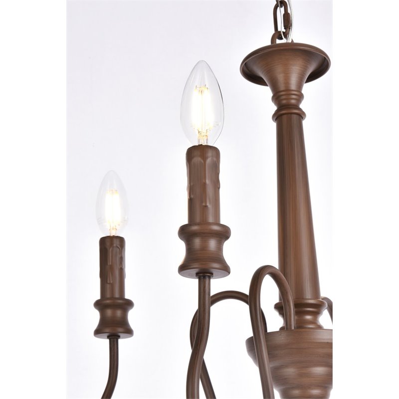 Living District Flynx 4-Light Mid-Century Metal Pendant in Weathered Oak