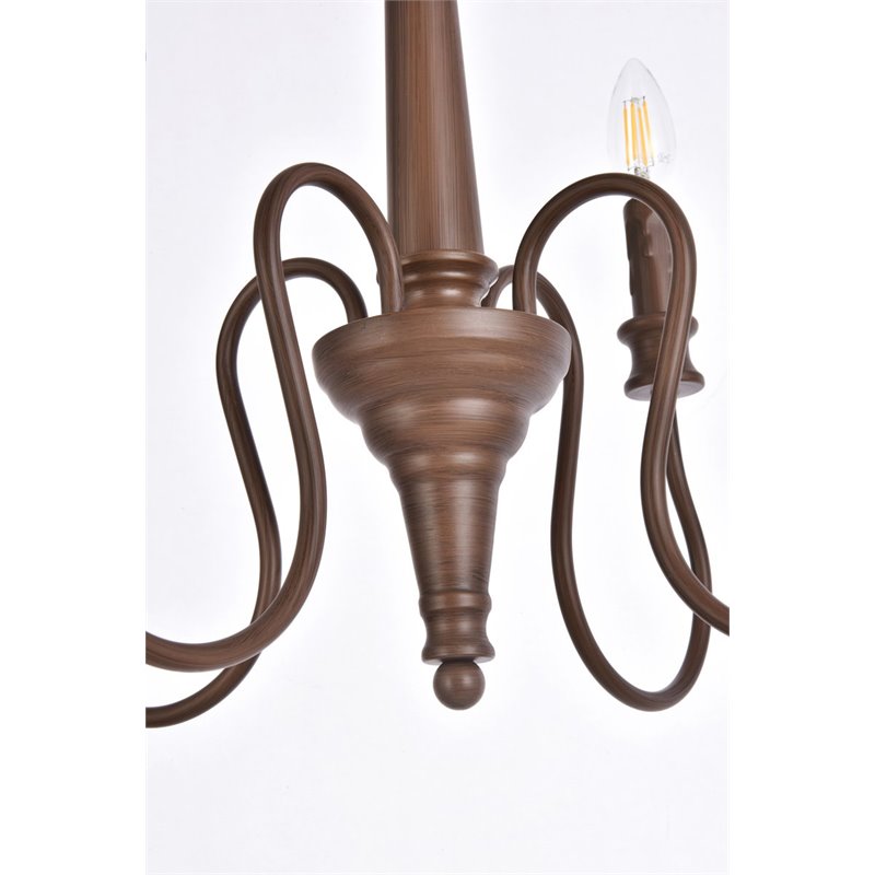 Living District Flynx 4-Light Mid-Century Metal Pendant in Weathered Oak