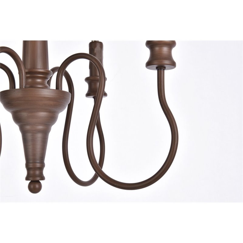 Living District Flynx 4-Light Mid-Century Metal Pendant in Weathered Oak