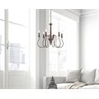 Living District Flynx 6-Light Mid-Century Metal Pendant in Weathered Oak