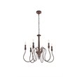 Living District Flynx 6-Light Mid-Century Metal Pendant in Weathered Oak