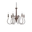 Living District Flynx 6-Light Mid-Century Metal Pendant in Weathered Oak