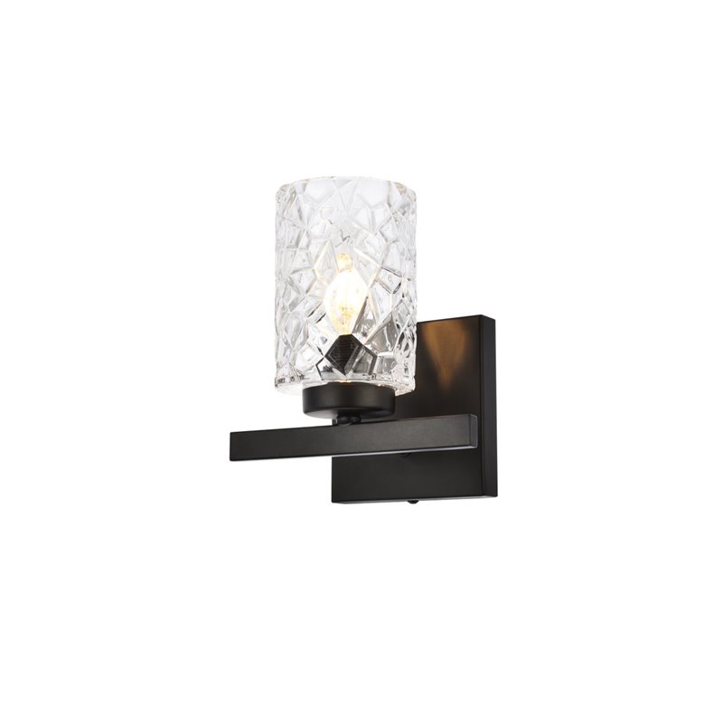 Living District Cassie 1-Light Metal Bath Sconce in Black and Clear